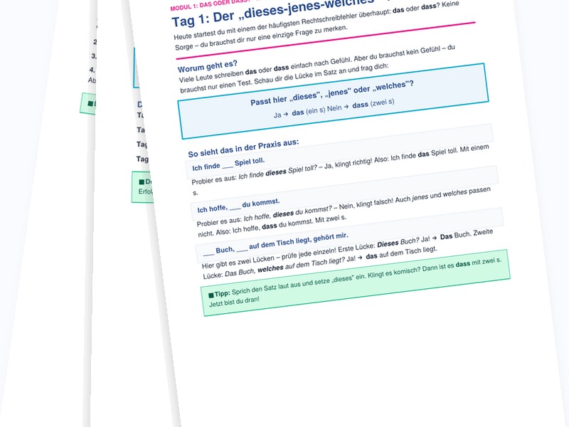 30-Tage Rechtschreib-Challenge PDFs